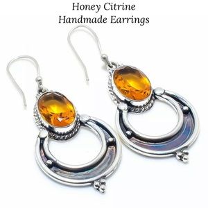 Honey Citrine Handmade Antique Style Halo Earrings